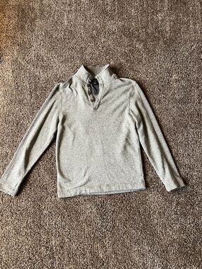 Van Heusen Kids Heather Gray Quarter-Button Mock Collar Top